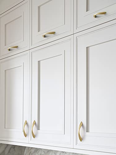 Brushed Gold Cabinet Pulls 3 Inch Arch Twisted Brass Handles Drawer Kitchen Cupboard Bathroom Dresser Cabinet Hardware Zinc Alloy 10 Pack - color: Brushed Gold, size: 3 Inch Hole Centers