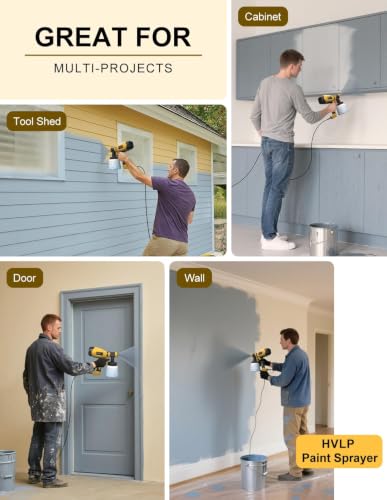 Paint Sprayer, Electric Spray Paint Gun, 3 Modes & 4 Brass Nozzles - color: Yellow