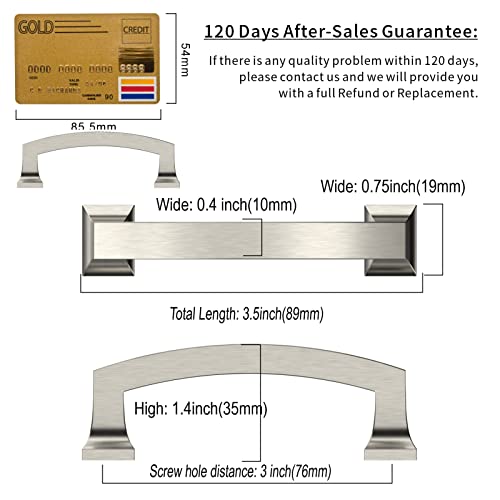 Amerdeco 10 Pack Brushed Satin Nickel Cabinet Pulls 3" - color: Brushed Satin Nickel, size: 3" hole center