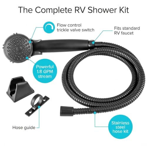 Dura Faucet DF-SA400K-MB RV Handheld Shower Head Hose Kit (Matte Black) - color: Matte Black, size: Full Kit