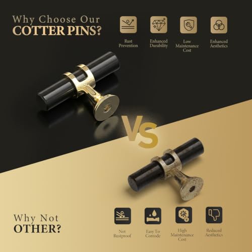 Haliwu 10Pack Black and Gold Cabinet Knobs | Solid Aluminum and Zinc Alloy, Single Hole, Kitchen Knobs for Drawer Dresser Hardware - color: Black&Gold, size: 2-inch (50mm) single hole