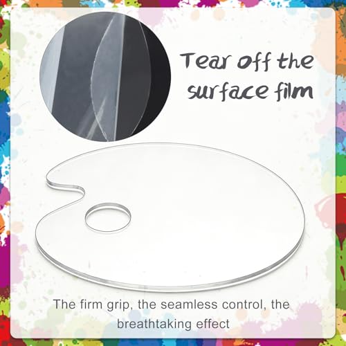 2Pcs Acrylic Clear Paint Palette with Thumb Hole,11.8 x 7.9+9.8 x 5.9In - color: Clear-2pcs-11.8*7.9+9.8*5.9inch