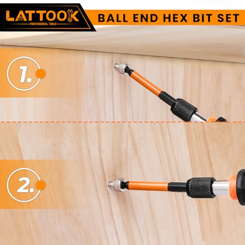 Metric & SAE Ball End Hex Bit Set with T Handle Ratchet Driver - style: 24PCS 2.5IN Ball Hex Bits+T Handle