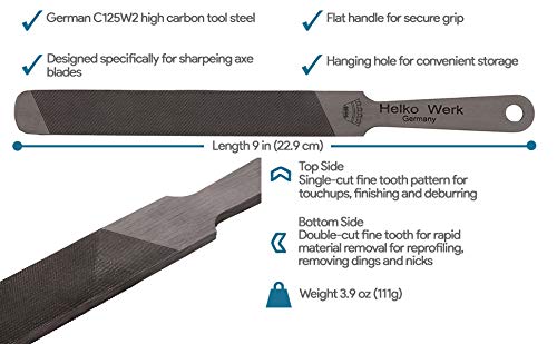 1844 Helko Werk Germany Dual Sided 9 Inch Axe Sharpener Compact File 22101 - size: Compact File #22101