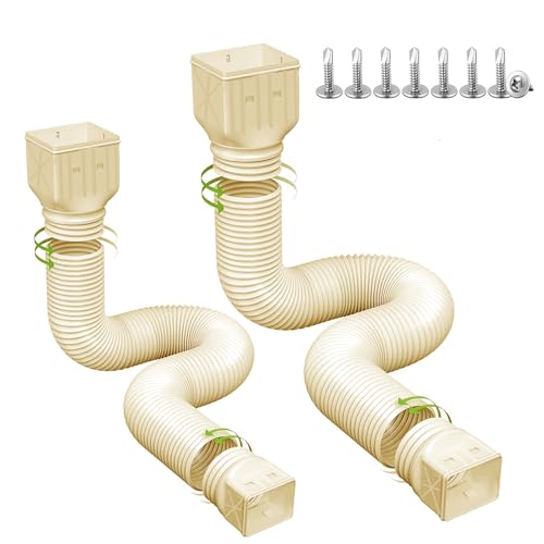 2 pack Flexible Rain Gutter Downspout Extensions,Drain Downspout Extender,Gutter Extension Flexible,Down Spout Drain Extension Pipes,Extendable from 21 to 60 Inches (stone-grey) - color: stone-grey