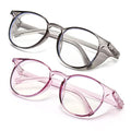2 Pairs Anti Fog Safety Goggles Protective Glasses Blue Light Blocking Eyeglasses for Men Women - color: Round Purple+grey