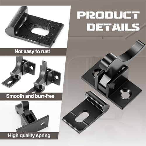 Lounsweer 16 Pcs Brass Heavy Duty Cabinet Door Latch Cabinet Closets Door Elbow Latch with Mounting Screws Hardware for Bedroom Bathroom Window Catch(Black) - color: Black