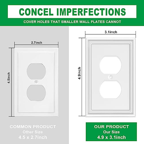 4 Pack White Modern Decorative Electrical Outlet Covers Wall Plate - size: 1 Gang Duplex Outlet
