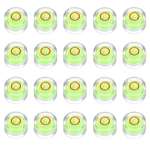 HARFINGTON 20pcs Circular Bubble Spirit Level 12x7.5mm Mini Round Bubble Spirit Level Little Measuring Layout Tools for TV Industrial Carpentry Picture Frame, Green/Red - color: Green/Red, size: 12x7.5mm