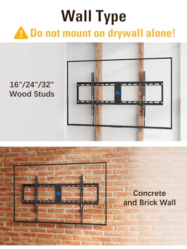 Mounting Dream Fixed TV Wall Mount Low Profile TV Bracket for 42-90 Inch TV | Flush TVs Mount for Space Saving, Wall Mount TV Bracket Fits 16", 24", 32" Studs, Max VESA 800x400mm and 132lbs MD2361-32 - size: Fixed for 42"-90" TV & 16"/18"/24"/32" Studs