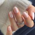 CurvLife Short Oval Nude Press On Nails, Gradient Glow Milky White, Soft Gel - color: A5 - Pure Tint