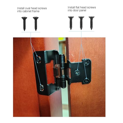 Matte Black Kitchen Cabinet Hinges, 1/2” Overlay, 4 Pack - color: Matte Black