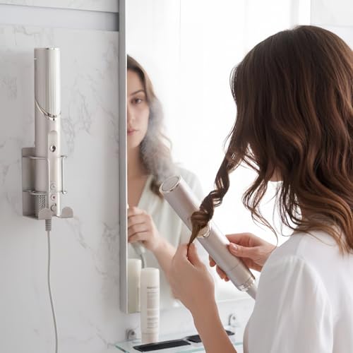Curling Iron Holder, Stainless Steel Flat Iron Holder Wall Mount, Hair Straightener Holder for Bathroom Storage, Flat Iron Holder Wall Mount Space Saving Hair Tool Organizer Silver BANJEKT - color: Curling Iron Holder Silver