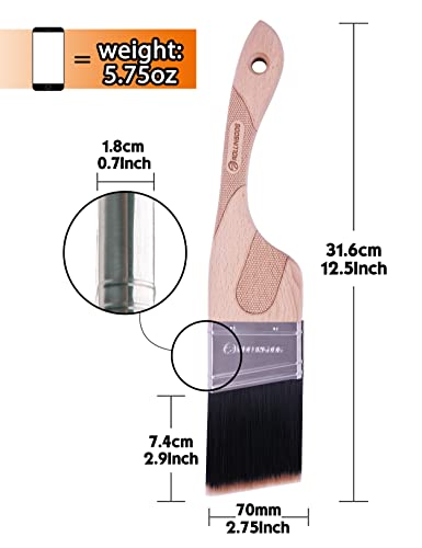 ROLLINGDOG 2.5 Inch Angled Paint Brush - color: 2.5" Stiff Bristles(pack of 1)