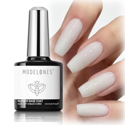 modelones Milky White Builder Nail Gel Rubber Base Coat Sheer White - color: Rubber Base Coat Milky White