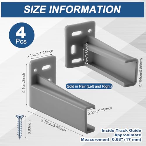 Chunful 2 Pair Rear Drawer Track Socket Back Plates Mounting Brackets,Gray - color: Gray