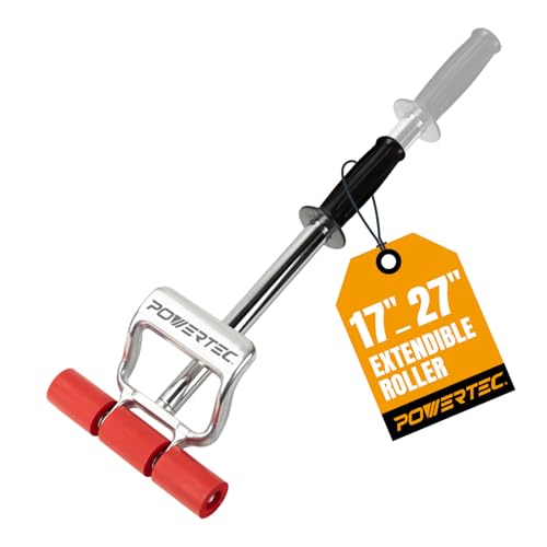 POWERTEC Extendable Floor and Wall Roller for Vinyl Flooring, Tile & Linoleum Roller with Extendable 17" to 27" Handle, 7.5" Wide for LVP, Veneer, Carpet, Wall Coverings, 1PK (71033) - size: 17"-27" Extendable, style: Straight Roller