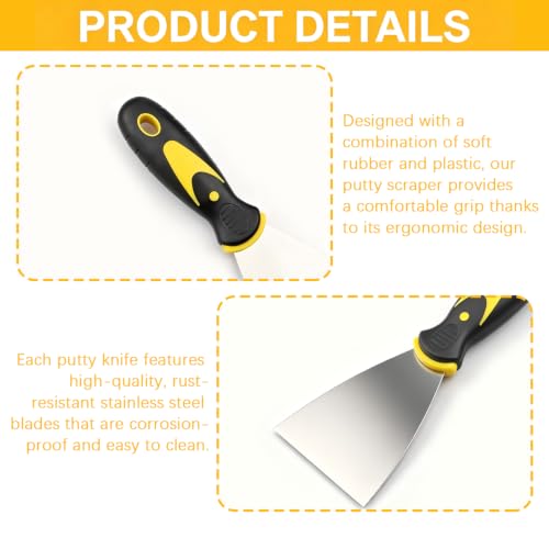 5pcs Putty Knife Scraper Spackle Knife Tool for Repairing Drywall | 1in 2in 3in 4in 5in Putty Knife Scraper Spackle Knife Paint Scraper Tool Rust Resistant for Drywall Removing Wallpaper Mud - size: 1in+2in+3in+4in+5in