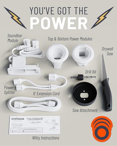 ECHOGEAR in Wall Cable Management Kit for TV & Soundbar, DIY Cord Hider