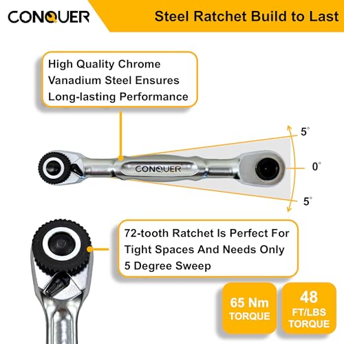 CONQUER 21-Piece 1/4" Drive Mini Ratchet Spline Socket Set, SAE/Metric - style: 21 PC Spline Socket Set
