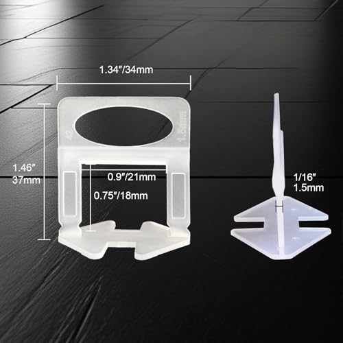 Tile Leveling System 2500 Piece 1/16" tile Clips, Tile Leveler Clips Tools for Floor Wall Ceramic Stone and Porcelain Tile Installation - size: 2500pcs 1.5mm tile leveling spacers