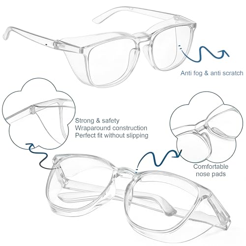 12 Pack Safety Glasses Goggles Anti-Fog Protective Eyewear - color: Black + Transparent