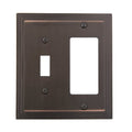 Amerelle Steps Single Toggle/Single Rocker Cast Metal Wallplate in Aged Bronze - color: Aged Bronze, size: 1 Toggle / 1 Rocker GFCI