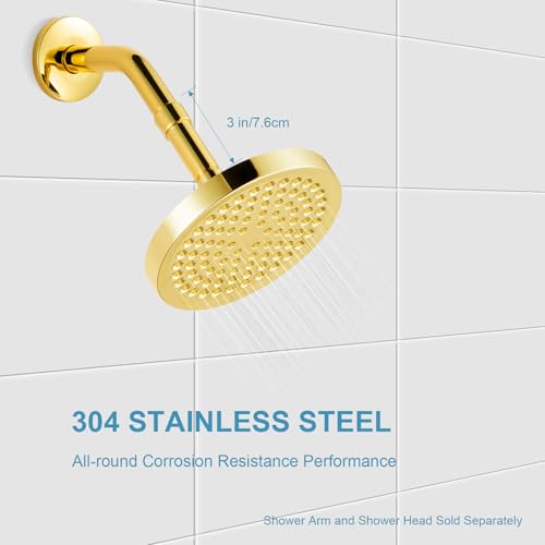 OFFO Shower Head Extension Arm, Shower Arm Extension Shower Head Extender Made of 304 Stainless Steel Shower Pipe Extension, Bright Gold 3 in - color: Bright Gold, style: 3 in