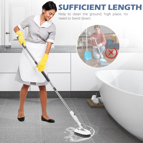 SetSail Tile Tub Floor Scrubber with V-Shaped Grout Brush, White Grey - color: White Grey, size: 2 Pads + V-Shaped Brush