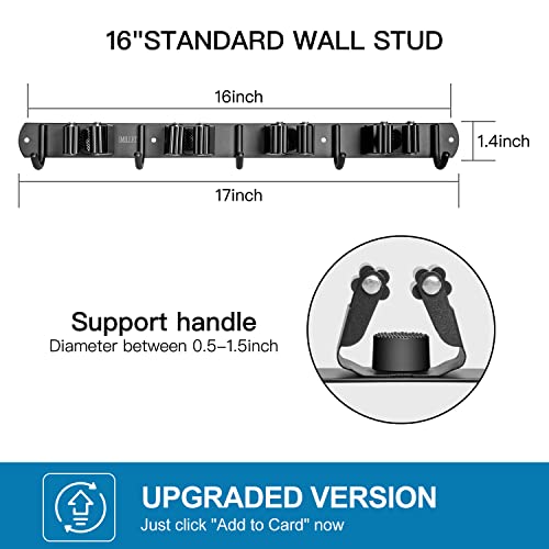 IMILLET Broom Holder Wall Mount,Heavy Duty Garage Organization Broom Hanger - color: 4 Racks with 5 Hooks, size: 1 Pack
