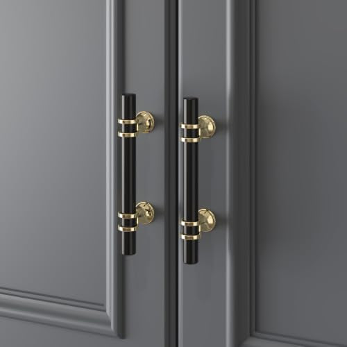 Haliwu 10 Pack 3 Inch Black and Gold Cabinet Handles | 76mm Hole Center, Solid Aluminum and Zinc Alloy, Kitchen Pulls Hardware for Bathroom Drawer Dresser - color: Black&Gold, size: 3-inch (76mm) hole spacing