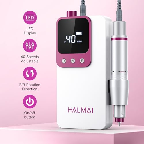 Electric Nail Drill Professional, Portable Nail File for Acrylic Gel Nails, Cordless Rechargeable Ultra Power Nail Drill Kit 40000RPM, Salon-Grade Efile Nail Machine (White) - color: White