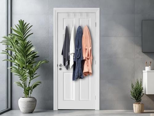Single Extra Long Over Door Steel Hooks 4 Pack Fit 1-3/8" Door 14.2" White - size: 14.2"Length