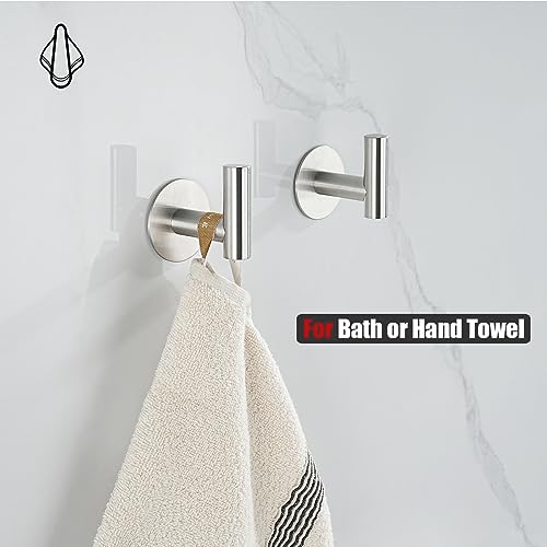JQK Self Adhesive Towel Hook Brushed, No Drill Stick on Coat Robe Clothes Wall Hook for Bathroom Kitchen Garage 4 Pack, 304 Stainless Steel Brushed Steel, ATH110-BN-P4 - color: Brushed Steel, size: 4 Pack