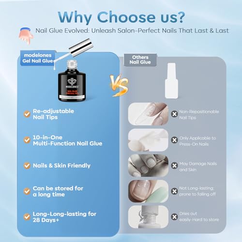 modelones 10 in One X Nail Gel Glue Gel Base Coat Brush On Nail Polish - color: Gel Nail Glue Clear
