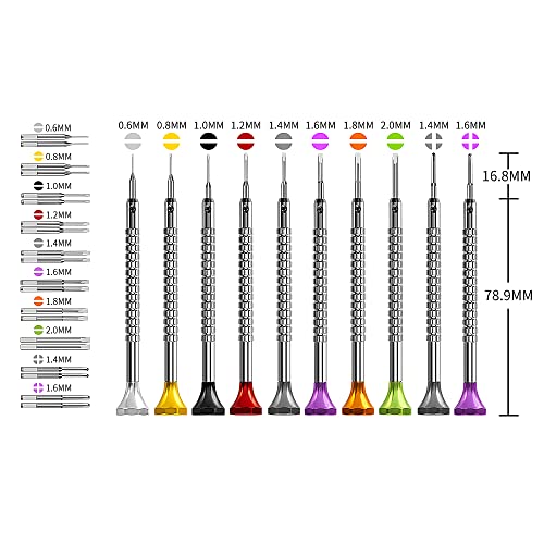 10 pcs Precision Slotted And Phillips Watch Screwdriver Set Different Sizes With 20 Extra Replace Blades Watchmaker Screwdriver Set for Watch,Jewelry,Eyeglass，The Best Gift for Dad
