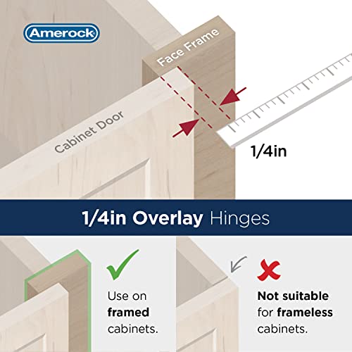 Amerock 1 Pair 1/4" Overlay Champagne Bronze Partial Wrap Cabinet Hinge - color: Champagne Bronze, size: 1/4 Inch (6 mm) Overlay