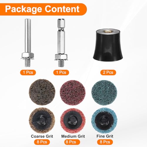 HARFINGTON 28pcs Quick Change Discs Set 1" Lock Sanding Discs with 1/4" Shank Pad Holder Coarse/Medium/Fine Grit Surface Conditioning for Polish Rust Removal - size: 1"