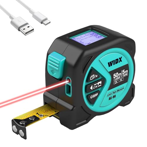 WIDX 2 in 1 Laser Tape Measure,164ft Laser Measurement & 16ft Tape Measure