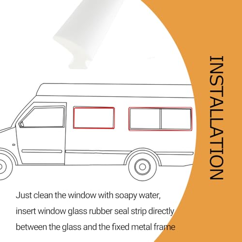 White RV Window Seal, W: 1/4" x H: 1/2" Rubber Window Gasket, RV Window Weather Stripping for Boat, Vehicle, Home Application and More, 20Feet - color: White