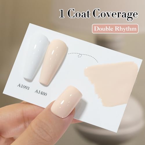 Double Rhythm 15ML Gel Polish Pure Sheer Same Color Same Bottle Soak Off Gel Polish Art Manicure Salon DIY at Home for Women (Cream White-A1480) - color: Cream White