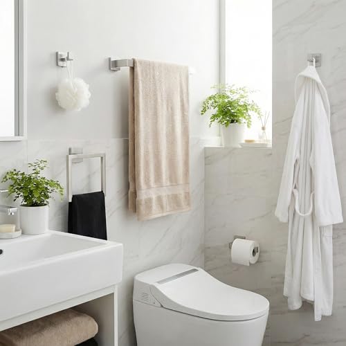 5 Piece Bathroom Towel Bar Set - SUS304 Stainless Steel Brushed Nickel Bath Towel Holder, 16 Inch Towel Racks for Bathroom Wall Mounted, Bathroom Hardware Accessories Set - color: D-16 Brushed Nickel