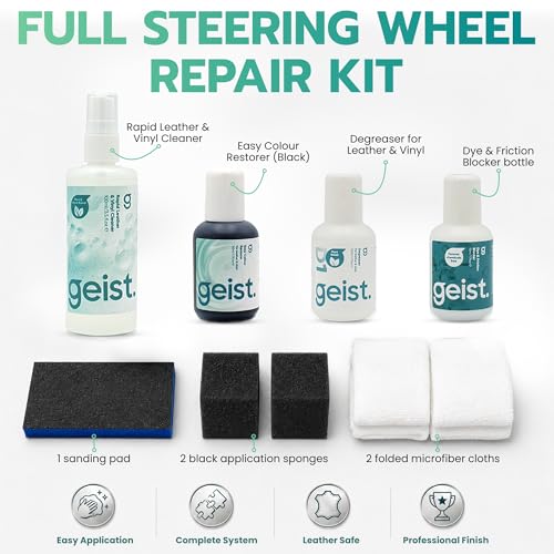 Geist. Steering Wheel Restoration Kit | Degrease and Refresh the colour of worn or scratched black steering wheels