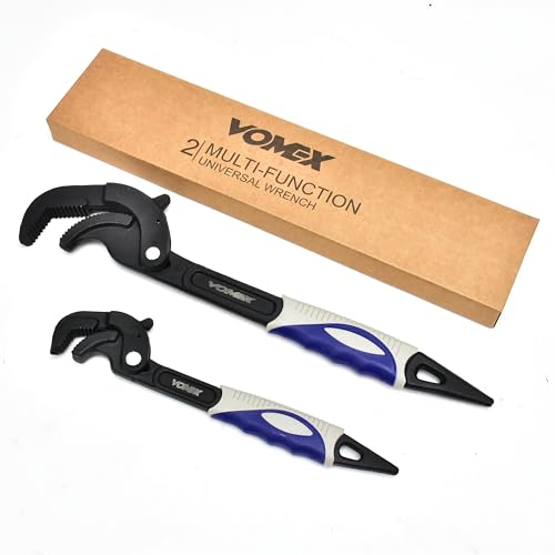 2Pcs Self Adjusting Wrenches Sets - 10.5 & 14" Self Locking Pliers,Multi-Function,3 Sides Teeth,Non-Slip Handle,Suit for Pipe Vise Micro 5 Wrench