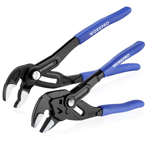 WORKPRO 2 PCS 7-Inch Pliers Wrench & 10-Inch Groove Joint Pliers Set, CR-V - size: 7 inch & 10 inch