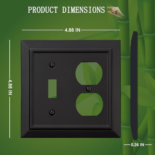 Classic Architecture Wall Plates,Light Switch covers, Electrical Outlet Covers, Duplex receptacle wall plates,Mid Size Bamboo Fiber Material Switch plates Matte Black (2 Gang Toggle/Duplex 2PK) - style: 2 Gang Toggle/Duplex 2PK