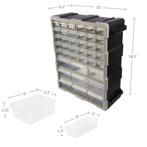 Stalwart 39-Drawer Plastic Small Parts Organizer, Black - style: 39 Drawers