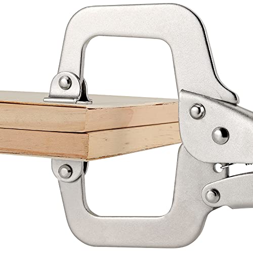 SEUNMUK 4 PCS 11 Inch C Clamp Locking Pliers with Swivel Pads, Heavy Duty Welding Clamps, Locking Clamp Pliers for Woodworking, Gripping and Welding, rubber handle protect - size: 4 PCS 11 Inch
