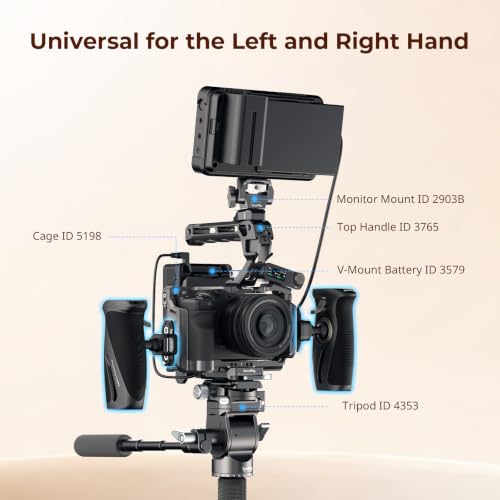 SMALLRIG Rotating Side Handle with HawkLock H21 Quick Release NATO Clamp, Includes H21 NATO Rail, 360° Adjustable, 15kg/ 33lb Load, Ergonomic Silicone Grip