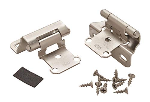 Amerock 1 Pair 1/4" Overlay Satin Nickel Partial Wrap Cabinet Hinge - color: Satin Nickel, size: 1/4 Inch (6 mm) Overlay